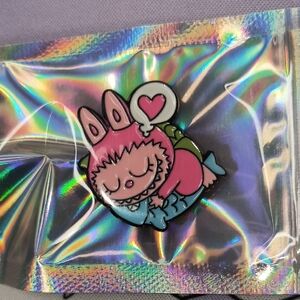 Cute Pink and Blue Enamel Pin Labubu